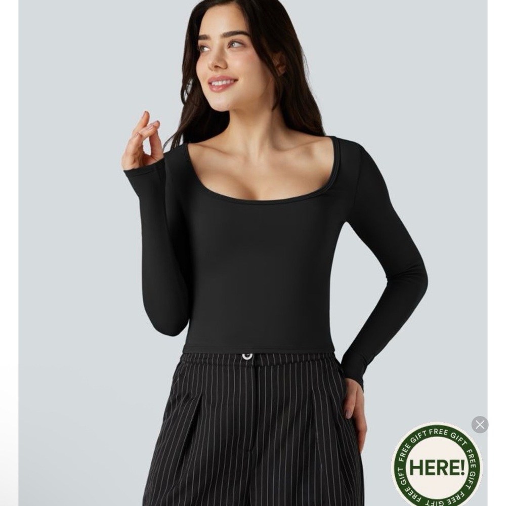 Halara Softlyzero Airy Scoop Neck Long Sleeve Work T-Shirt